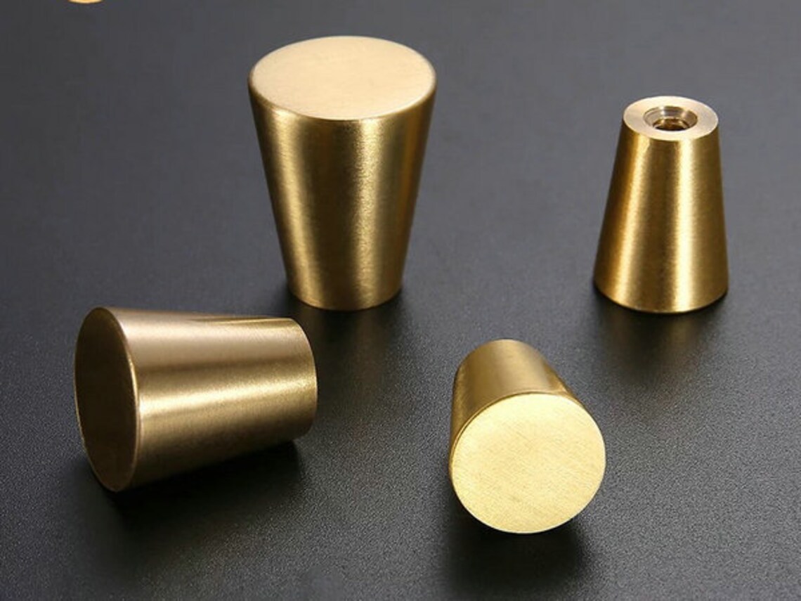 Brass Knobs Brass Drawer Pulls Taper Shaped Tapered Drawer Etsy