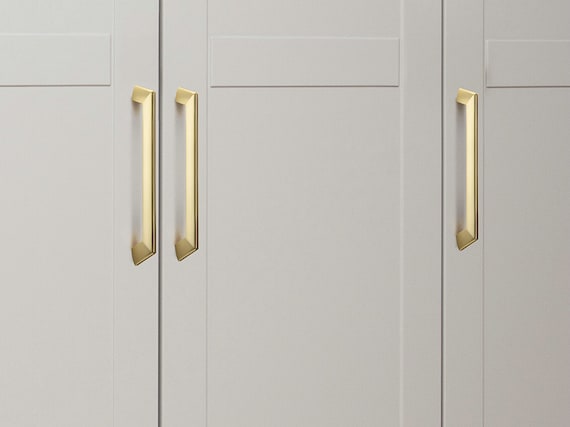 LONTAN 10 Pack Gold Kitchen Handles 160mm Brass Cupboard Handles Gold  Cabinet