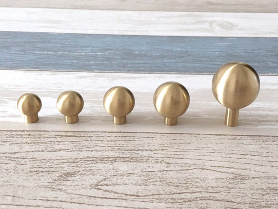 Brass Knob Gold Knobs Drawer Pulls MCM Mid Century Small Drawer