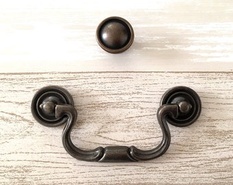 4" Vintage Style Bail Drawer Pulls Handle Antique Bronze Drop Cabinet Pull Swing Vanity Handles Dresser Knob Pulls Hardware Lynns Graceland