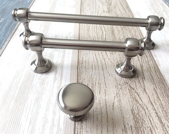 3.5" 6" Brushed Nickel Cabinet Handles Pulls Knobs Drawer Pull Kitchen Cupboard Handles Dresser Pulls Steel Solid Lynns Graceland 3 1/2"