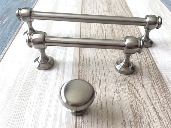 3.5 6 Brushed Nickel Cabinet Handles Pulls Knobs - Etsy UK