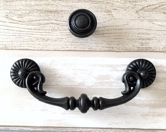 5 "Vintage Style Bail Drawer Pulls Handle Dark Antique Bronze Drop Cabinet Pull Swing Handles Dresser Pulls 128 mm Lynns Graceland Hardware