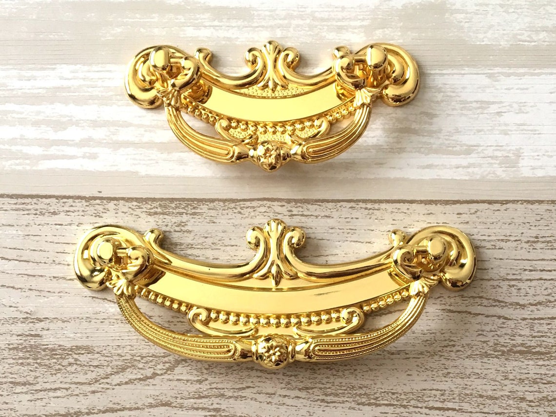 2.5 3.75 Gold Bail Drawer Pulls Handle Vintage Style Etsy