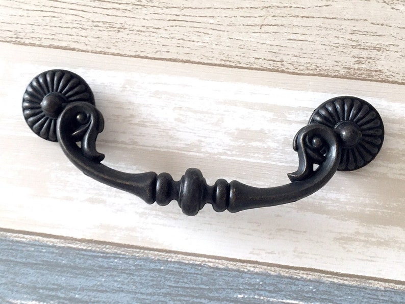 5 Vintage Style Bail Drawer Pulls Handle Dark Antique Etsy