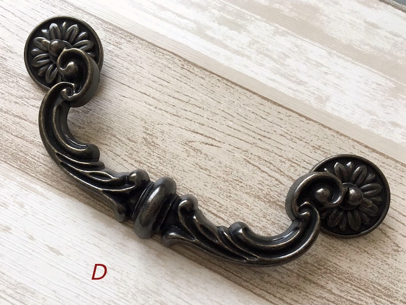 6 Vintage Style Bail Drawer Pull Handle Dark Antique Etsy