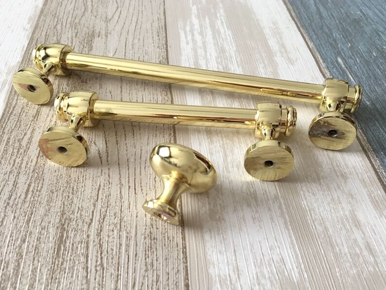 3.5 6 Cabinet Handles Pulls Knobs Polished Gold | Etsy