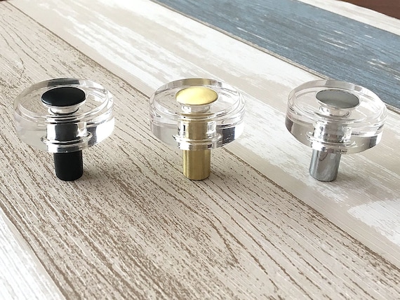Lucite Knob Acrylic Drawer Pull Cabinet Knob Pulls Handle Glass Crystal Look Lucite Knobs Dresser Handle Silver Gold Kitchen Lynns Graceland