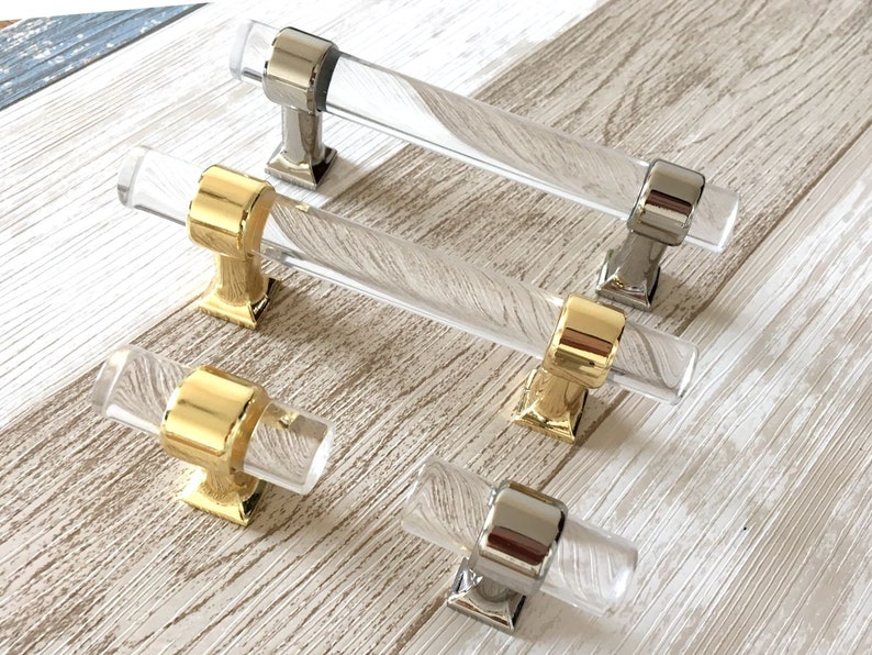 70 76 83 89 mm Acryl Möbelgriffe Schrankgriffe Schwarz Gold | Etsy