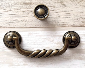 4.5" Vintage Style Bail Drawer Pulls Handle Antique Bronze Drop Cabinet Pull Swing Handles Dresser Knob Pulls 4 1/2" 114 mm LynnsGraceland