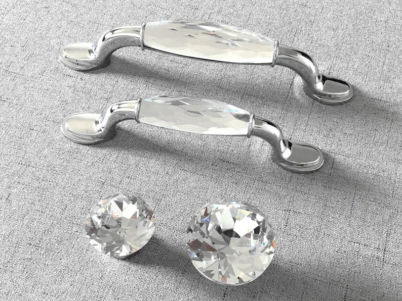 3.75 5 Glass Drawer Pull Crystal Handle Pull Knobs Etsy