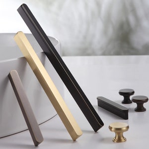 Brushed Gold Brass Cabinet Pull Handles Drawer Pull Handles Dresser Pulls Matte Black Bronze Cabinet Pulls Lynns Graceland 64 76 96 128 160