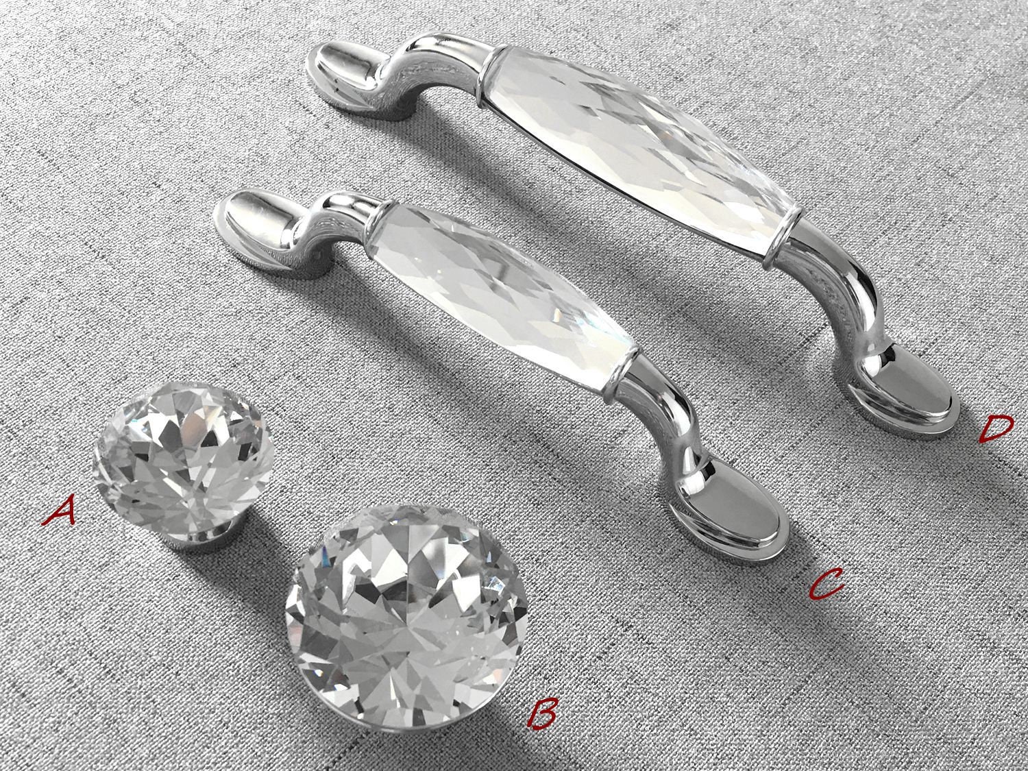 3.75 5 Glass Drawer Pull Crystal Handle Pull Knobs Etsy