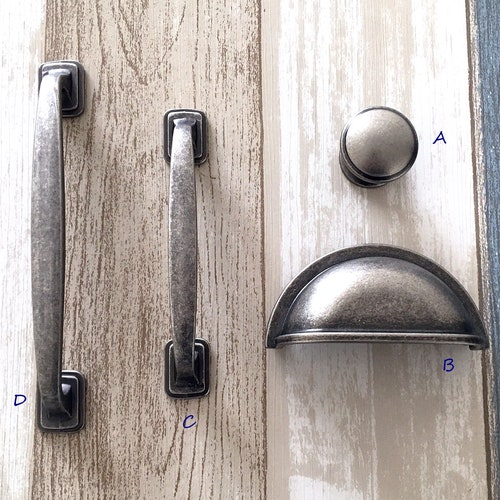 3.75 5 7.5 Antique Pewter Handle Pull Etsy