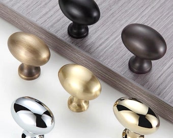 Solid Brass Oval Knob Egg Cabinet Knobs Bronze Drawer Knobs Chrome Dresser Pulls Polished Silver Minimalist Door Hardware Lynns Graceland