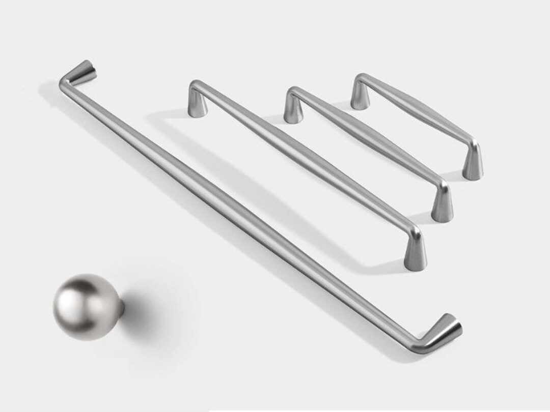 Brushed Nickel Steel Drawer Pull Handle Pulls Handles Etsy