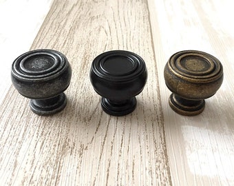 Drawer Knob Pull Cabinet Knob Pulls Dresser Knobs Kitchen Door Knobs Black Antique Peweter Bronze Knobs Sollid Retro Rustic Lynns Graceland