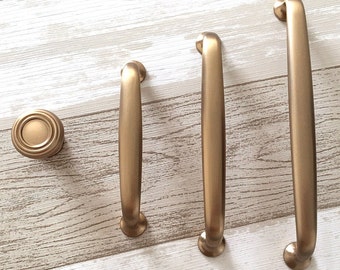 3.75" 5" 6.25" Classic Champagne Gold Cabinet D Handles Vanity Pulls Elegant Dresser Drawer Knobs Sleek Kitchen Hardware 96 128 160 mm