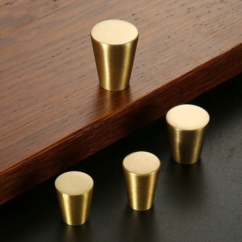 Brass Knobs Brass Drawer Pulls Taper Shaped Tapered Drawer Etsy UK