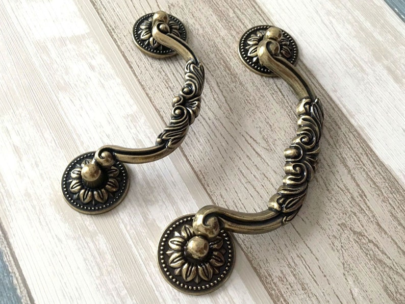 Vintage Style Drawer Pulls Handle Knob Back Plate Antique Etsy
