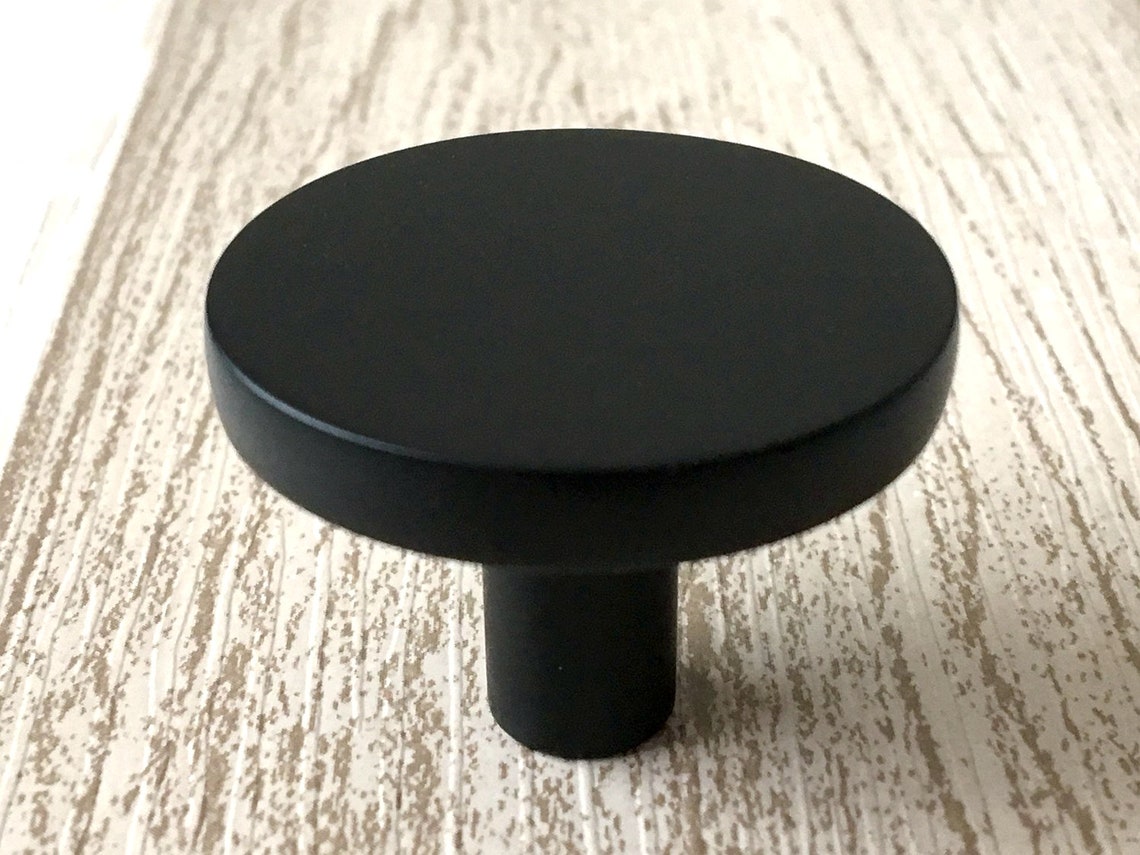 Circle Knob Matte Black Knobs Drawer Pulls Drawer Knob Etsy