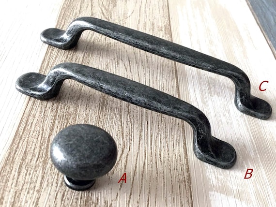 3.75 5 Cabinet Pull Handles Drawer Pulls Handle Dresser Knob Pull Kitchen  Door Antique Black Silver Pewter Rustic 96 128 Mm Lynnsgraceland 