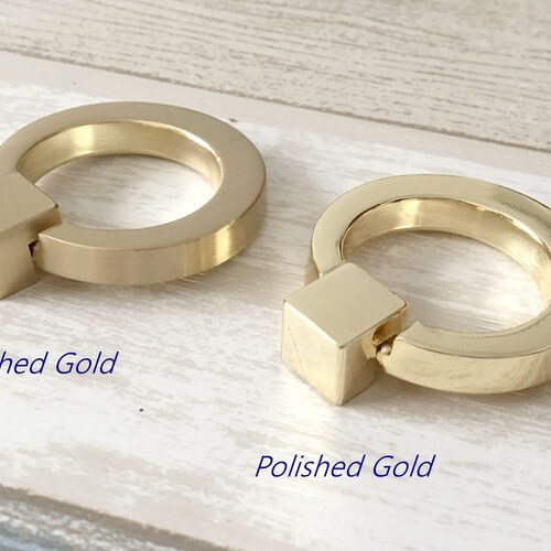 Gold Ring Pull Pull Brushed Gold Drop Ring Drawer Knob Etsy