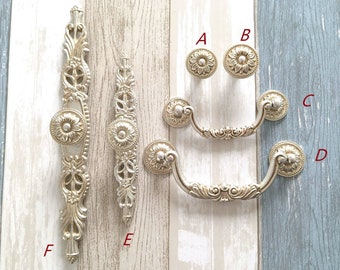 Vintage Style Cabinet Door Handles Pulls Antique Silver - Etsy
