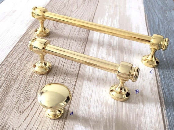 3.5 6 Cabinet Handles Pulls Knobs Polished Gold Dresser Pulls