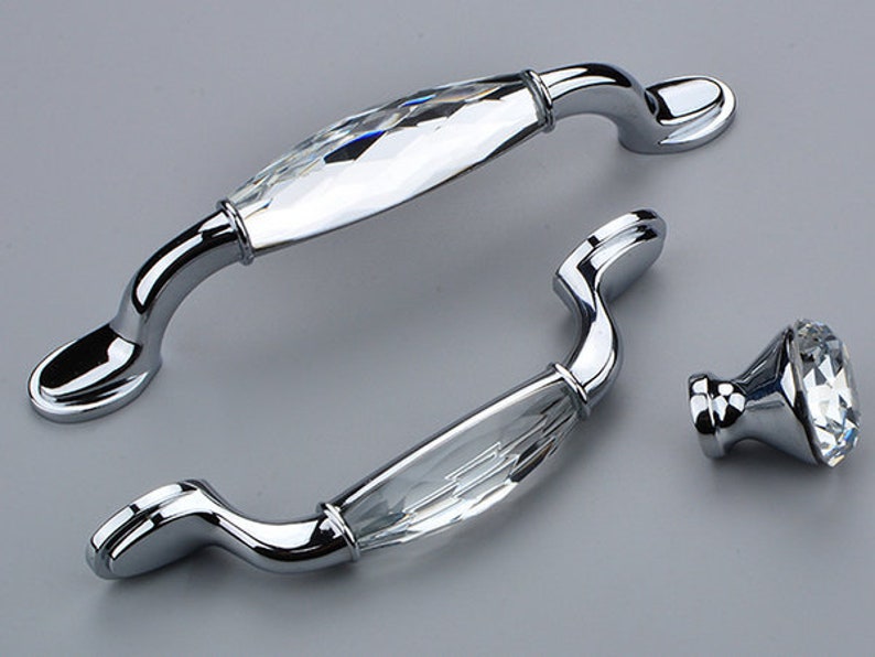 3.75 5 Glass Drawer Pull Crystal Handle Pull Knobs Etsy