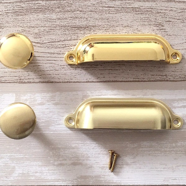 3.5" Gold Drawer Pull Cabinet Pulls Handles Brushed Gold Polished Cabinet Handle Dresser Drawer Pull 3-1/2" 90 mm Lynns Graceland Hardware