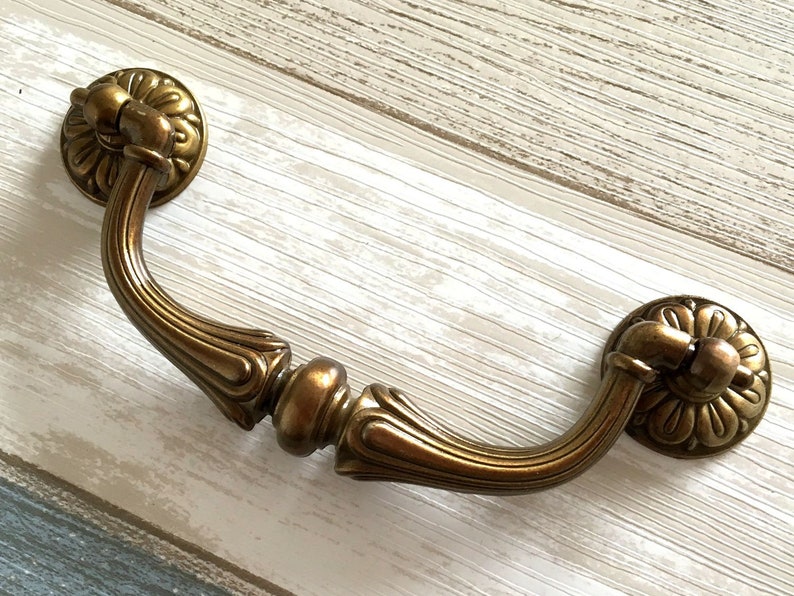 3.75 4.5 Antique Brass Drawer Pulls Handle Bail Etsy