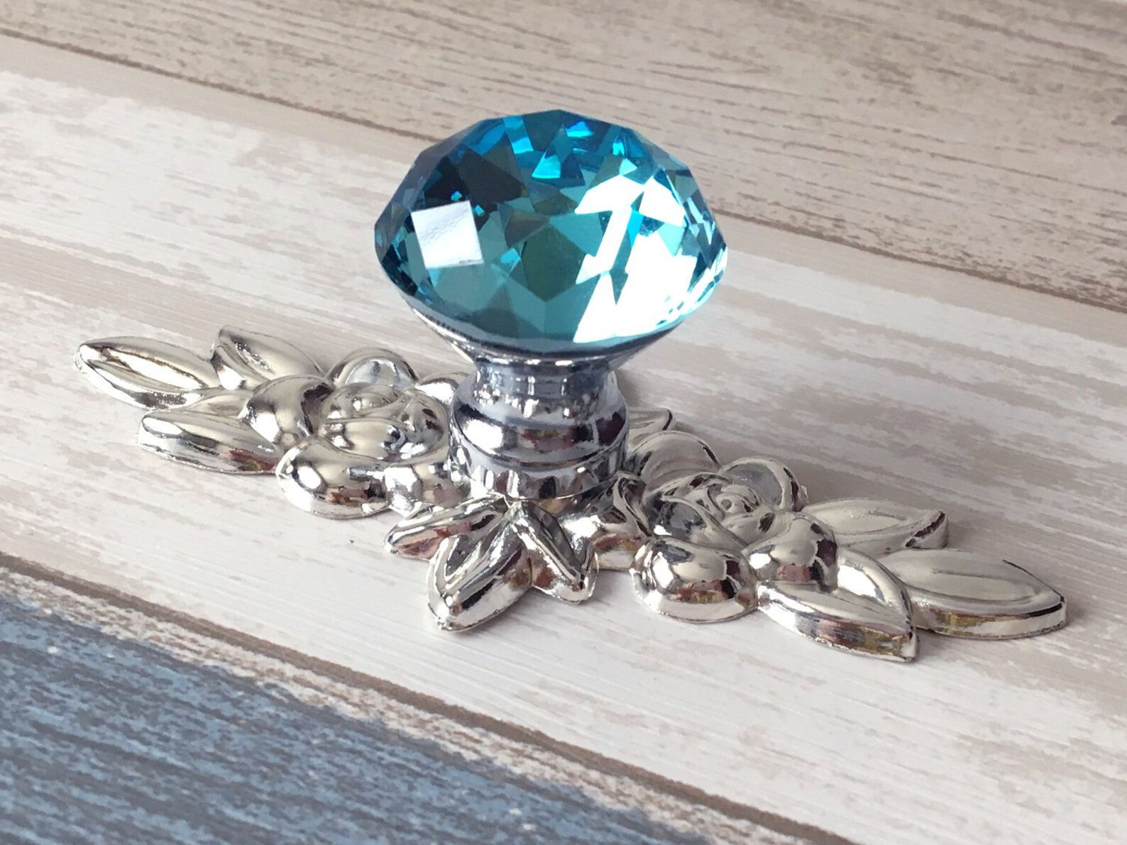 Blue Crystal Knob Glass Drawer Pull Handle Pulls Knobs Etsy