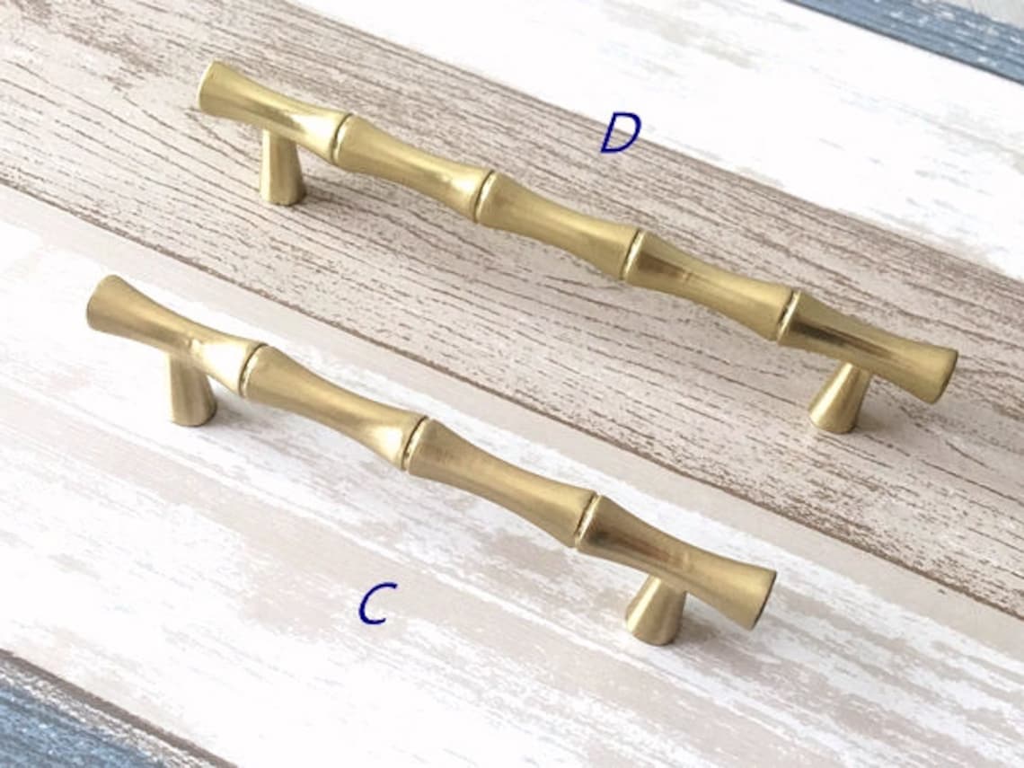 Brushed Gold Cup Pull Gold Bamboo Drawer Pull Handles Etsy