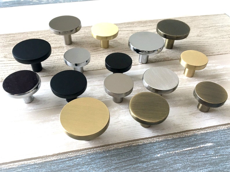 Circle Knob Gold Knobs Matte Black Drawer Pulls Oil Rubbed Etsy