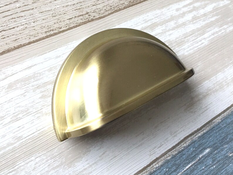 Brushed Gold Cup Pull Gold Bamboo Drawer Pull Handles ...