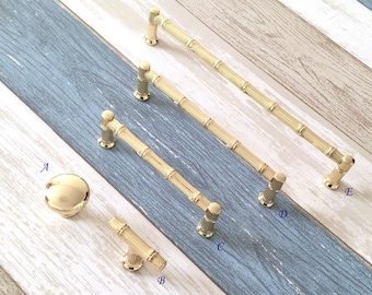 Bamboo Cabinet Pulls Knob Drawer Pull Handles Cabinet Handles Pulls Dresser Pulls Polished Gold Kitchen Hardware Lynns Graceland 96 128 192