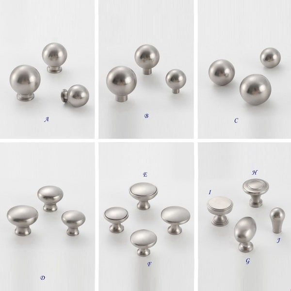 Modern Brushed Nickel Steel Cabinet Ball Knobs Silver Sphere Drawer Knob Circle Vanity Pulls Minimalist Furniture Hardware LynnsGraceland