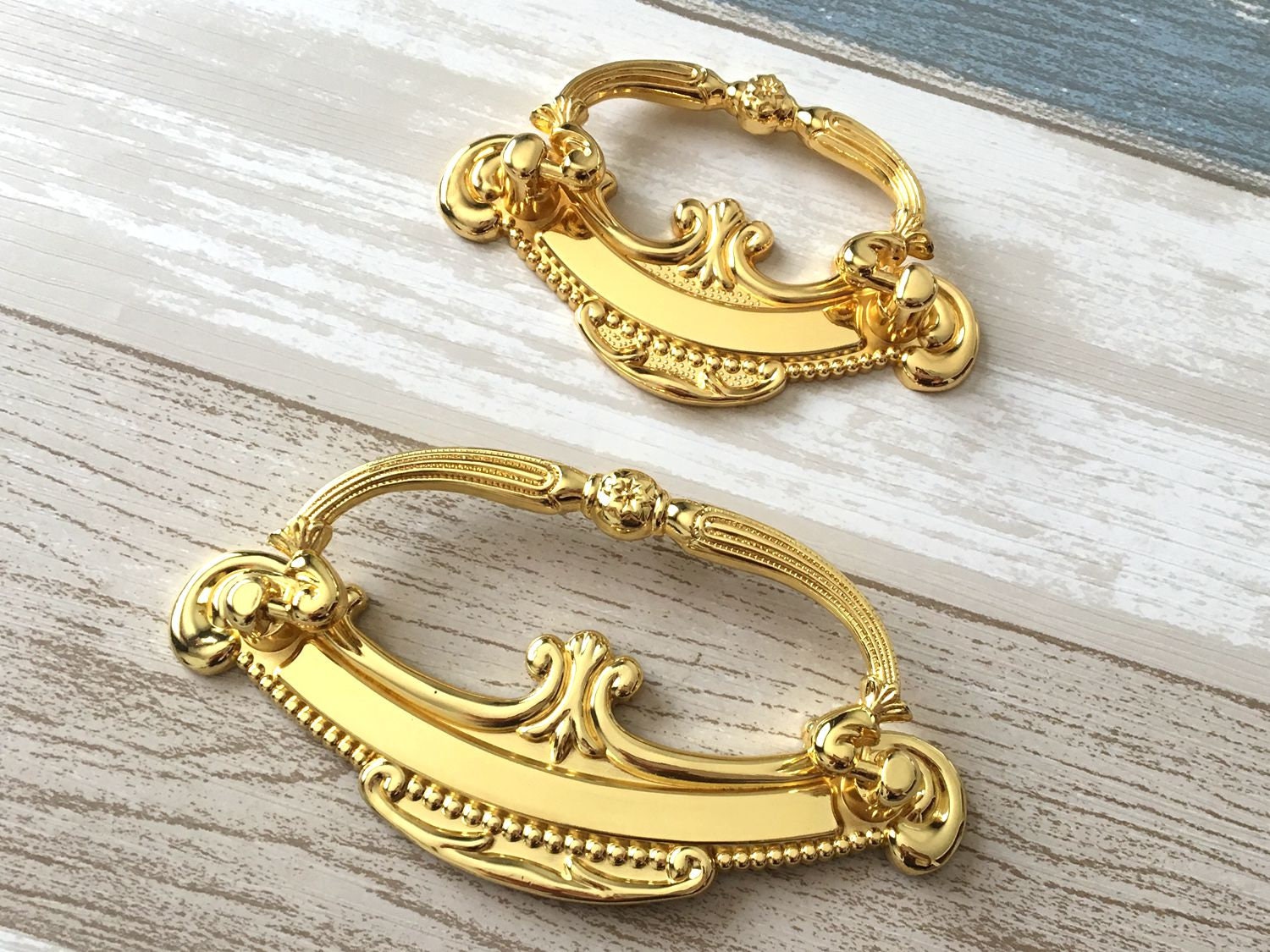 2.5 3.75 Gold Bail Drawer Pulls Handle Vintage Style Etsy