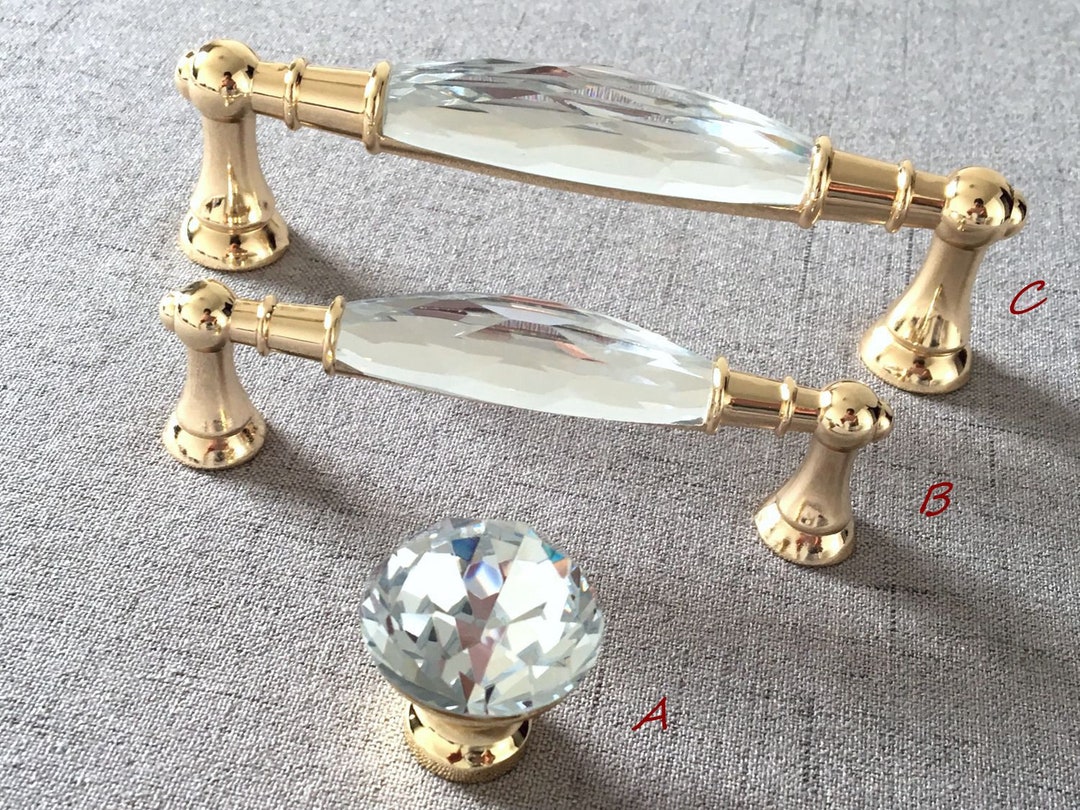 3.75 5 Crystal Pulls Handles Glass Drawer Pull Handle Knobs