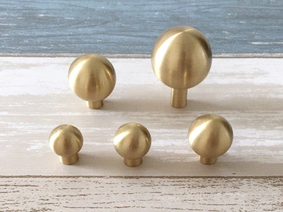 Brass Knob Gold Knobs Drawer Pulls MCM Mid Century Small Drawer