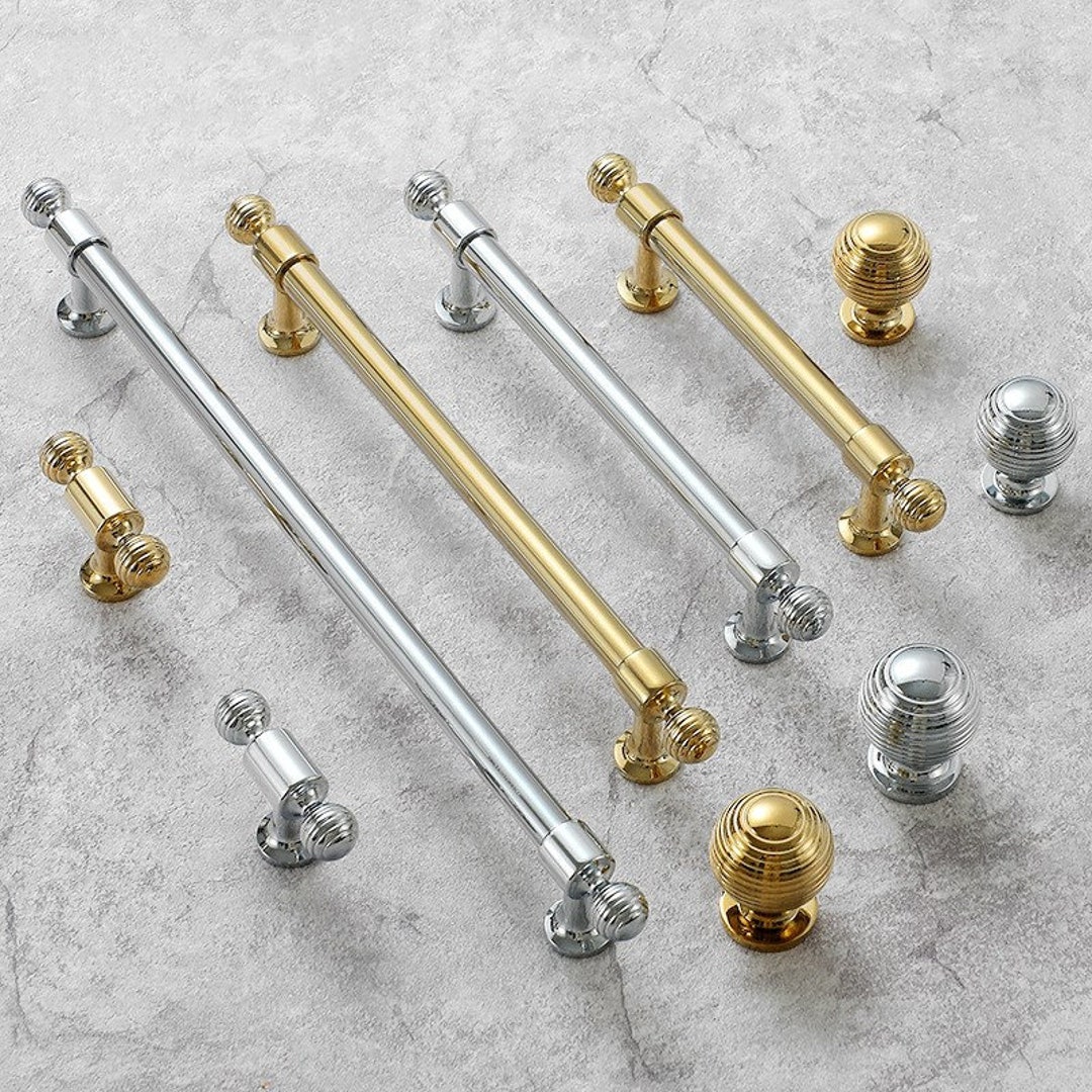 Solid Brass Handle Pull Kitchen Cabinet Bar Handles Dresser Drawer Knob ...
