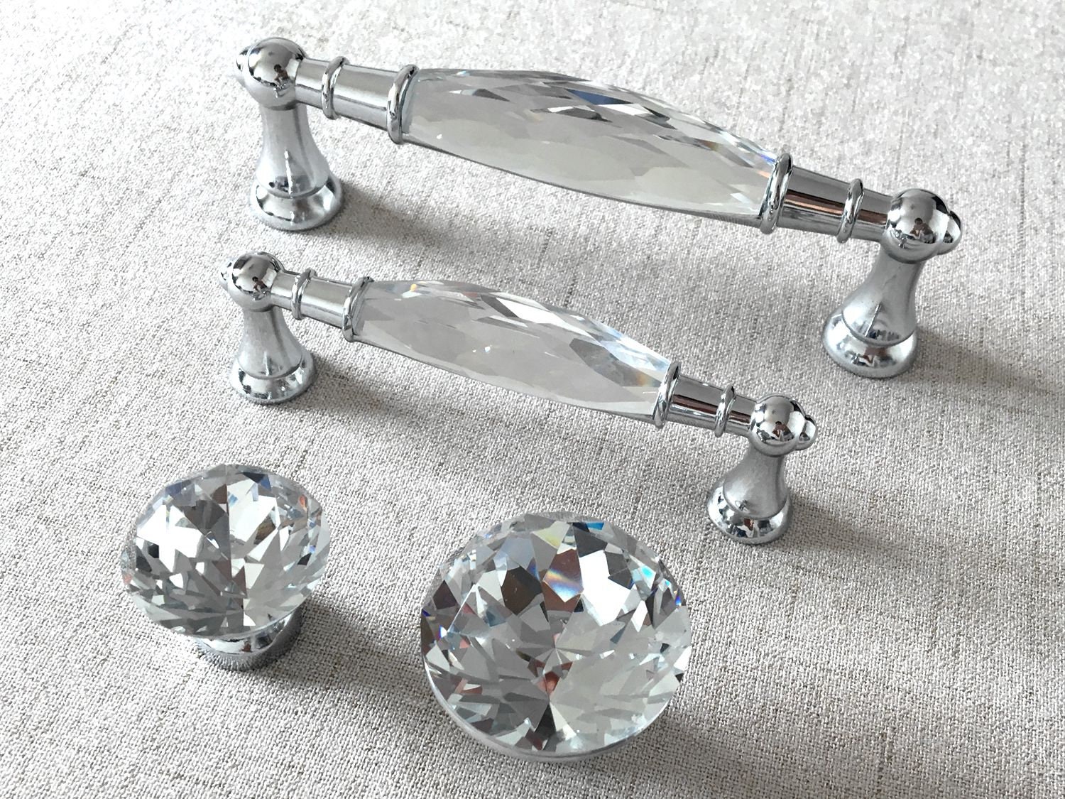 3.75 5 Glass Drawer Pull Crystal Handle Pull Knobs Etsy