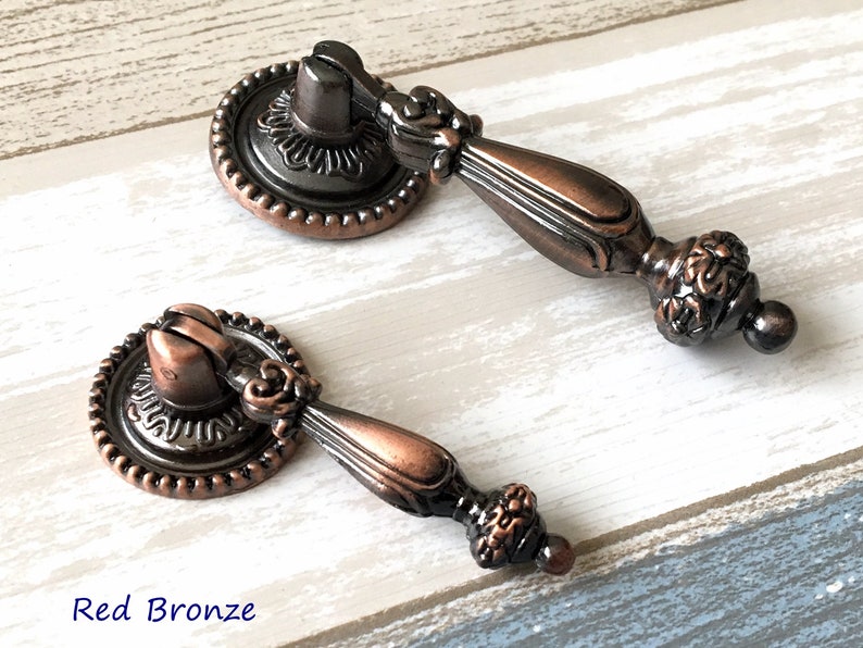 Vintage Style Drawer Knob Handles Pulls Knobs Bronze Etsy