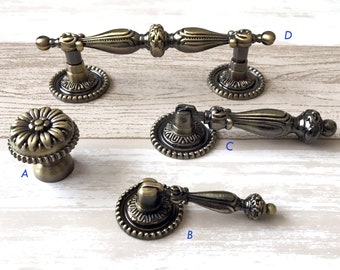 3.5" Vintage Style Cabinet Handles Pulls Knobs Bronze Drop Pendant Pull Dresser Pulls Drawer Handles Solid Hardware Lynns Graceland 3 1/2"