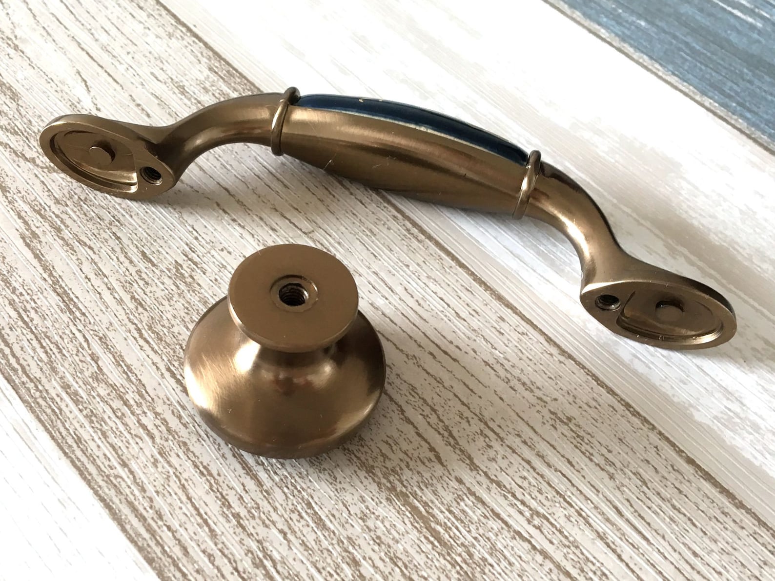 3.75 Navy Gold Drawer Pull Handles Pulls Handle Etsy