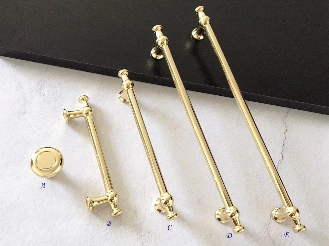 Polished Gold Bathroom Handles MCM Vanity Pulls Dresser Drawer