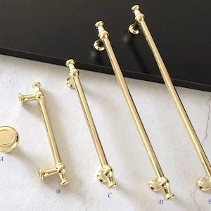Polished Gold Bathroom Cabinet Handles MCM Vanity Pulls Dresser Drawer Knobs Wardrobe Kitchen ...