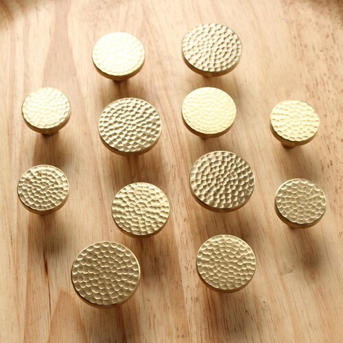 Knob Brass Drawer Pull Knob Hammered Brass Etsy
