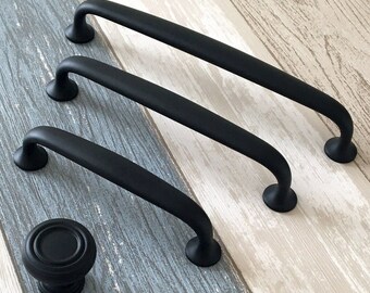 3.75" 5" 6.25" Matte Black Wardrobe D Handles Minimalist Dresser Drawer Pulls Modern Cupboard Knobs Kitchen Cabinet Hardware 96 128 160 mm